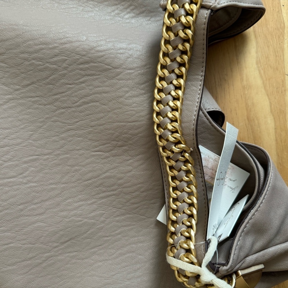 Jessica Simpson Taupe Adalee Hobo Bag with Gold Accents - Picture 6 of 8